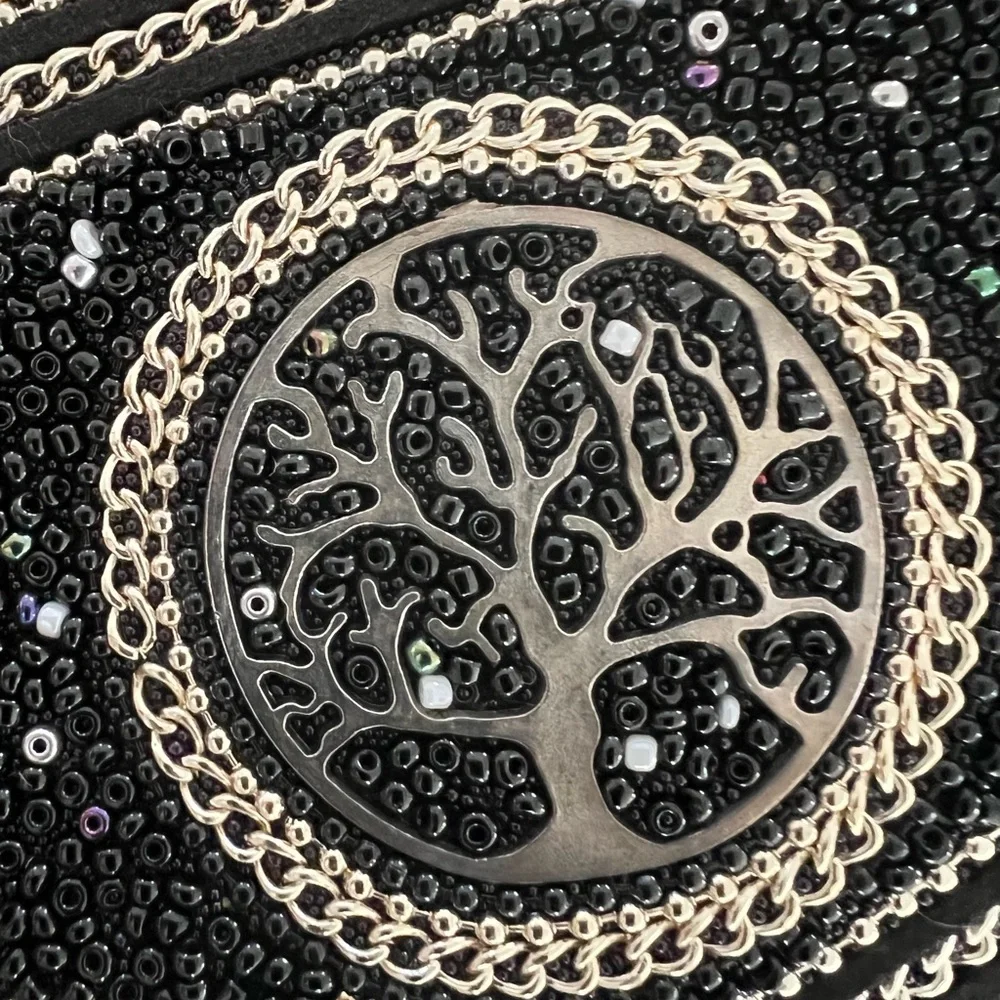 Boho tree of life belt beaded stretch 29” - 32” waist festival renfaire